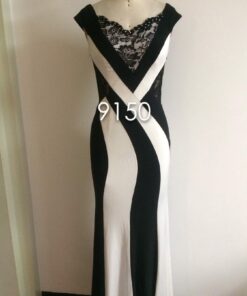 Black and white mother of the bride evening dresses with cap sleeves