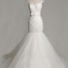 Style 032016-C fit-to-flare bridal gown with cap sleeves