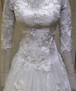 Style JT1037-3 long sleeve embroidered bridal gowns