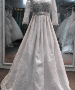 Style JT1041-1 beaded plus size bridal gowns with long sleeves