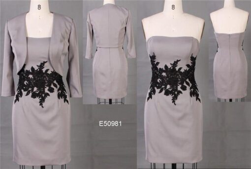 Short Grey Mother of groom dress by Darius Cordell