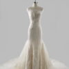 peach Illusion neck line bridal dress with beading by Darius Cordell