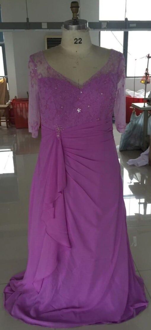 PurplePlusSizeMotheroftheBrideDresseswithSleeves DariusCordell