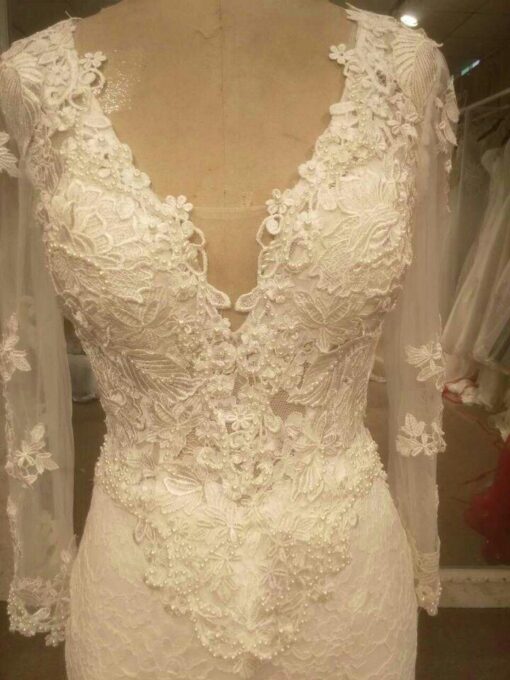 V NeckLongSleeveLaceBridalDressesbyDariusCordell