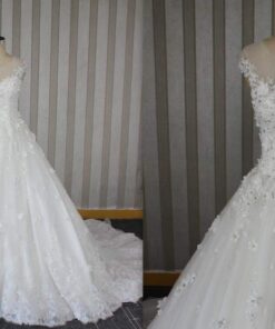 Style#LW handbeadedlaceappliqueweddinggown