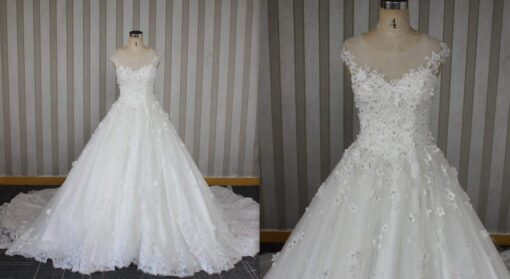 Style#LW handbeadedlaceappliqueweddinggown