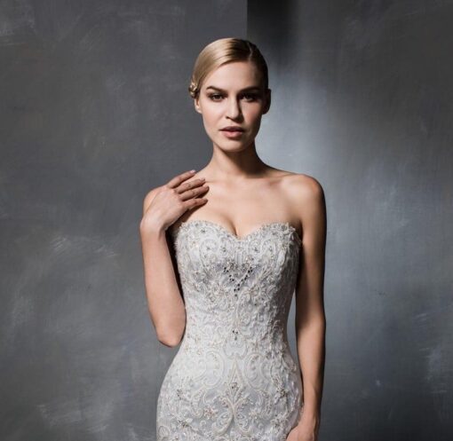 16327 (1) - STRAPLESS BEADED EMBROIDERY LACE WEDDING GOWN FROM DARIUS CORDELL