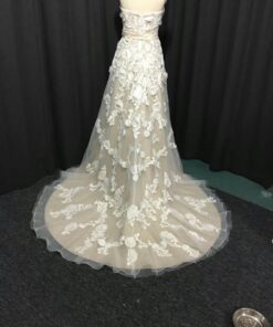 style sun lace two tone wedding gown trains