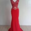 Red beaded evening gowns