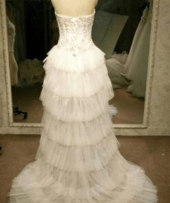 style cmersa lace up back high low wedding dress darius cordell