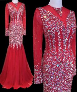 Style yaz2016-0123 Red long sleeve pageant gowns by Darius Cordell