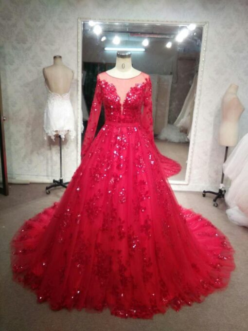 DariusCordell LongSleeveRedWeddingGowns