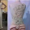 Custom replica dress design with pearl beaded sheer back