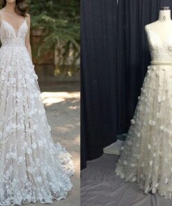 Custom Replica a-line flower wedding gown inspired by Berta Bridal