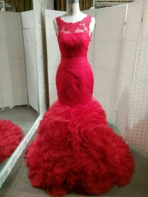 Style# RedRuchedFit and FlareEveningGown DariusCordell