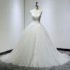 Style#DW F Straplessasymetricallaceweddingballgown DariusCordell