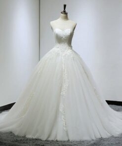 Style#DW F Straplessasymetricallaceweddingballgown DariusCordell