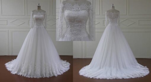 Style SL528 Off the Shoulder 34 sleeve Wedding Gown