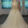 Style# laceupbackFit n FlarebridaldresswithabeadedbodicefromDariusCordellCouture