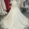 Style  back of Strapless fit and flare wedding dress with beaded lace by Darius Cordell