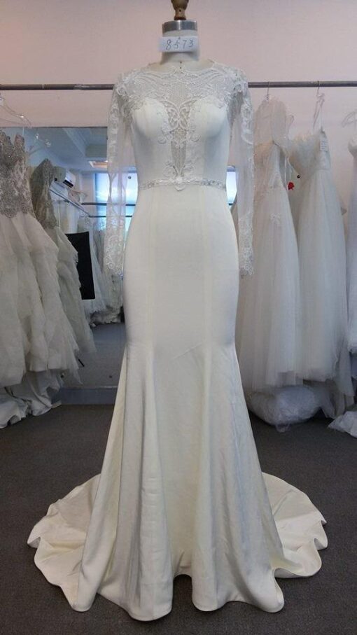 Style#S SheerLongSleeveillusionnecklinebridaldressfromDariusCordellCoutureFashionDesigns