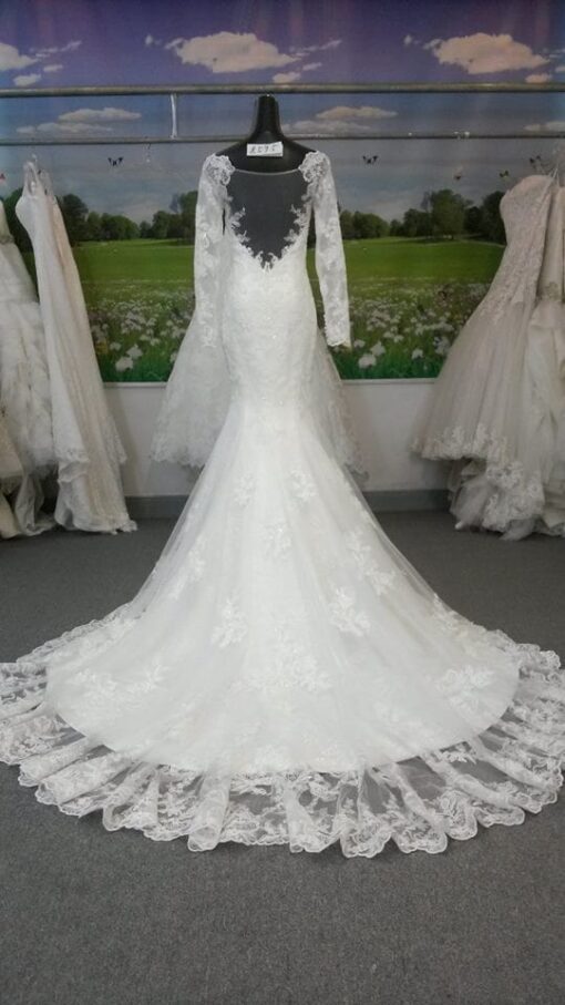 Style# WhitesheerbacklaceweddingdresswithsleevesfromDariusCordellCouture