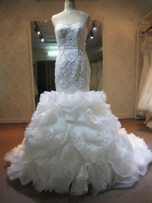 Style#YS beadedfit and flareruffleweddinggownfromdariuscordellcouturefashiondesigns