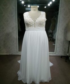 C Empirewaistplussizeweddinggownwithv neckline brittany