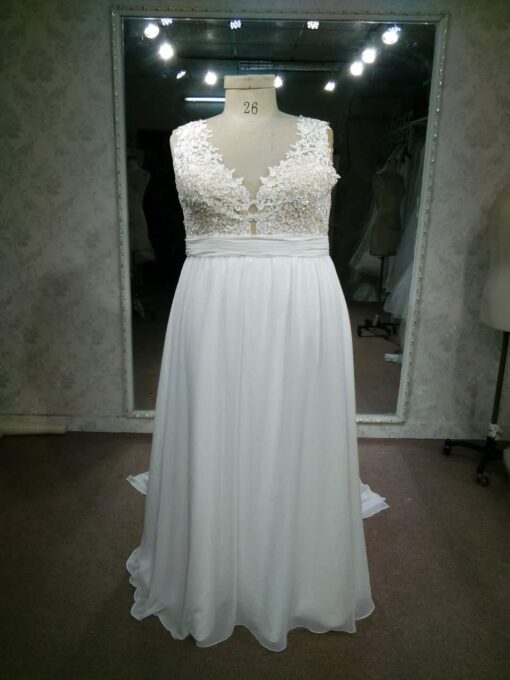 C Empirewaistplussizeweddinggownwithv neckline brittany