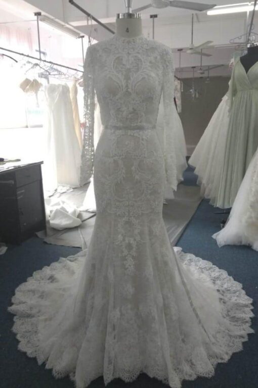 Diana Long sleeve embroidered wedding gown