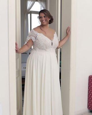 Style #9807 - Short sleeve off the shoulder wedding gowns for plus size brides