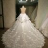 LK  long train wedding gown with D flowers