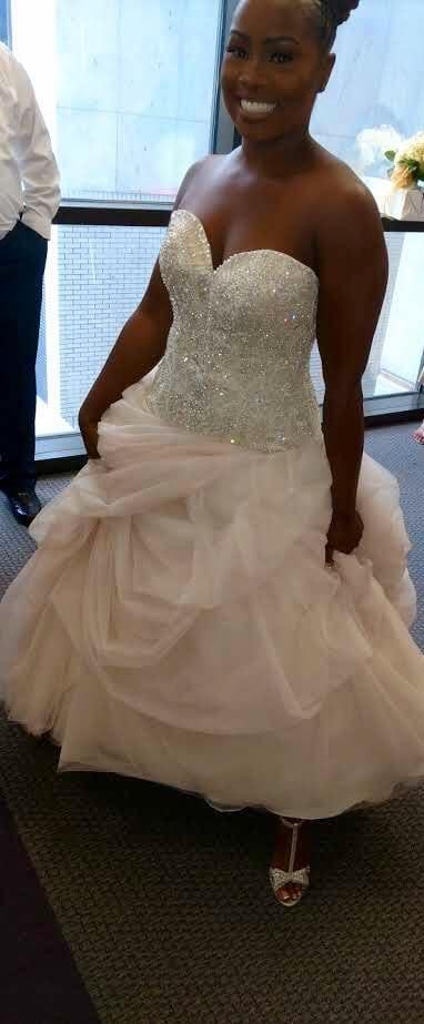 Plus size beaded drop waist wedding dress from the Darius Collection