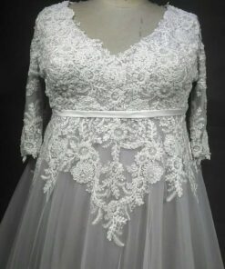 Three quarter length sleeve plus size wedding dresses from Darius Cordell