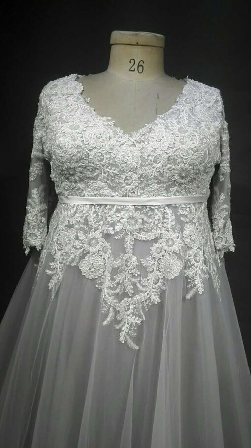 Three quarter length sleeve plus size wedding dresses from Darius Cordell