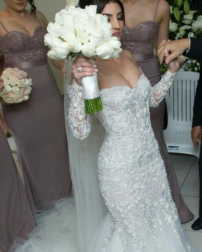 Long Sleeve Wedding Dress with Beaded Embroidery