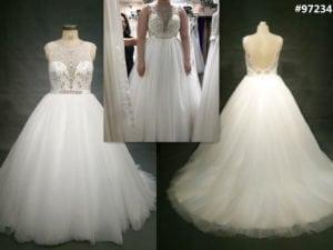 #97234 sleeveless plus size wedding gown replica with illusion neckline