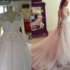 C2017-Belenger - Hayley Paige inspired plus size replica wedding dress with long sleeves in blush