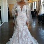 long sleeve sheer illusion neck lace wedding dress