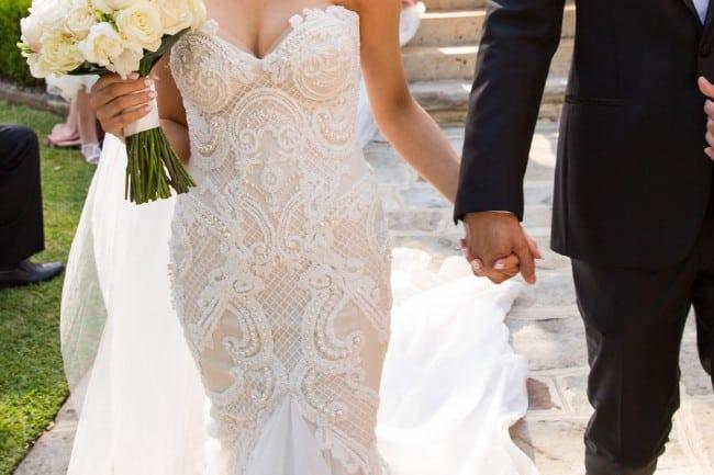 scroll pattern embellished designer wedding dress from Darius Bridal