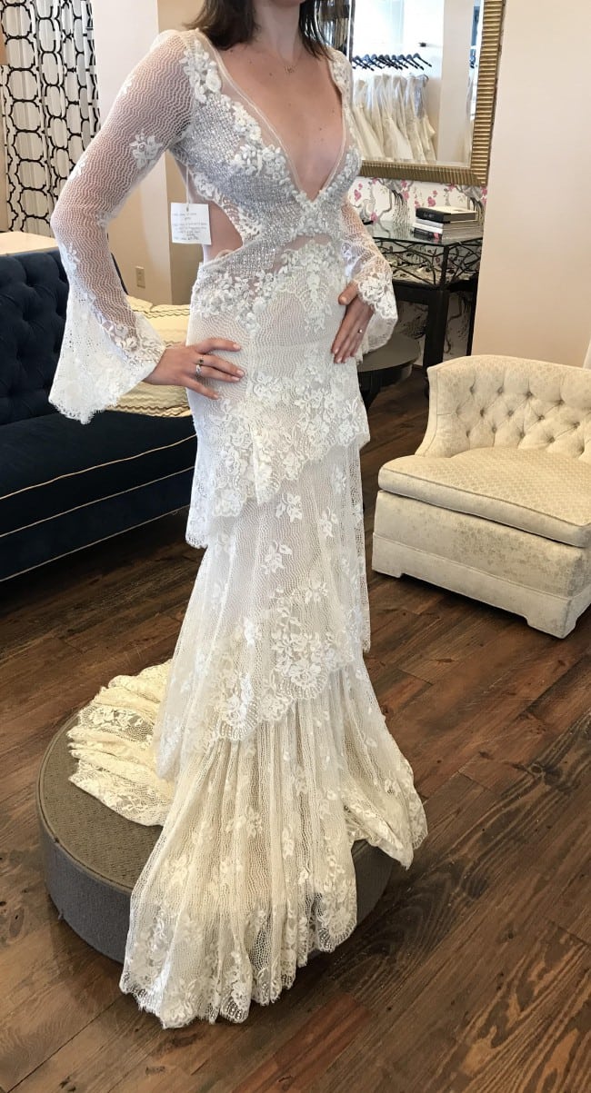 Haute couture long sleeve lace wedding gown