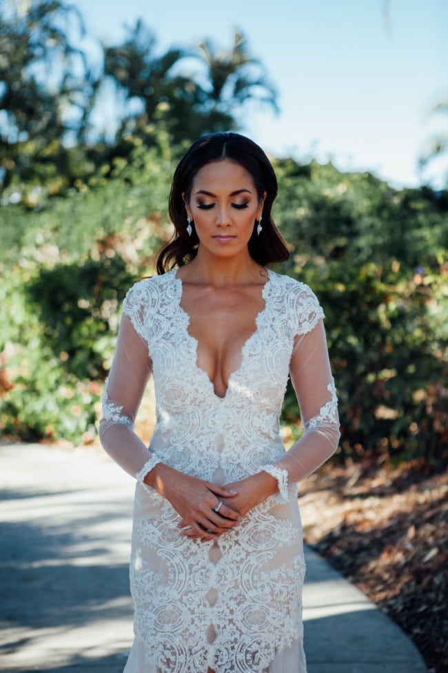 Sexy v-neck long sleeve wedding dress from Darius Bridal