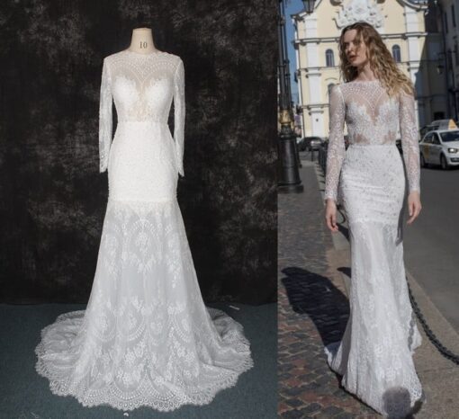 replica of long sleeve wedding gown inspired by Lian Rokman