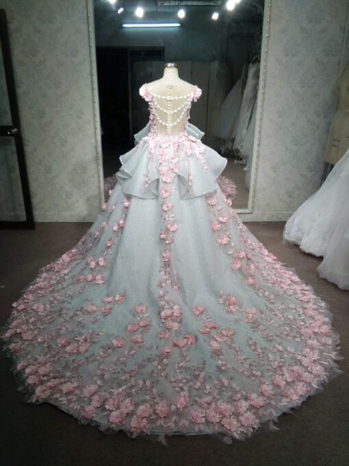 LK1203(8) - gray and pink bridal gown from Darius Cordell