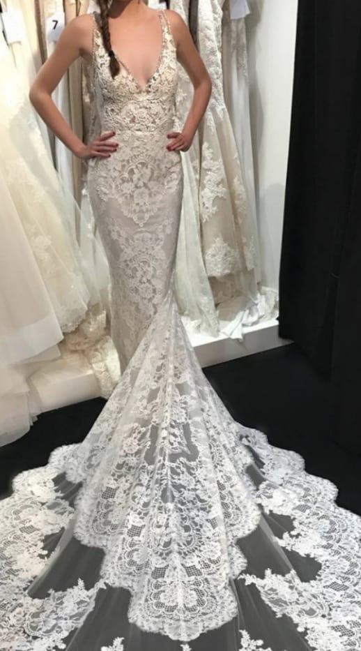 Sexy open neckline lace wedding dress