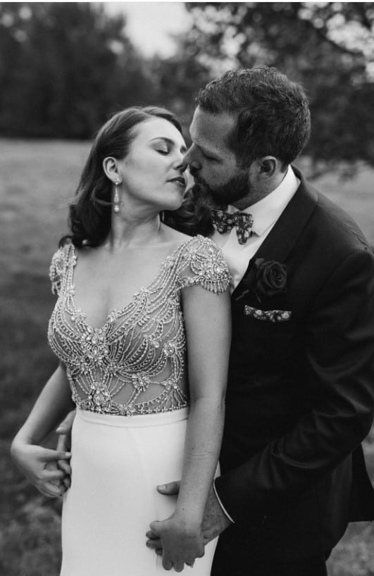 Beaded cap sleeve wedding gown from Darius Bridal