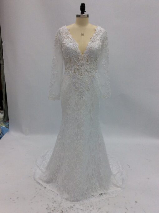 LS0180382 Long sleeve v-neck lace wedding gown from Darius Cordell