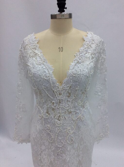 LS0180382 pearl beaded lace wedding gown from Darius Cordell