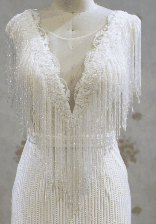 Beaded frindge wedding gown from Darius Cordell