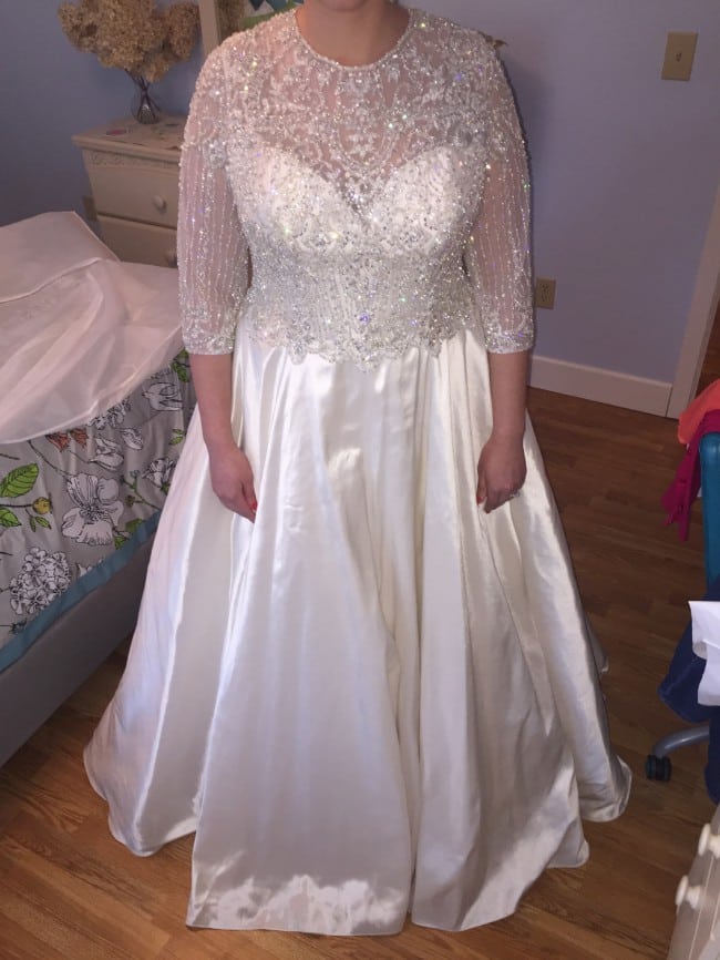 Beaded long sleeve plus size bridal gown from Darius Cordell